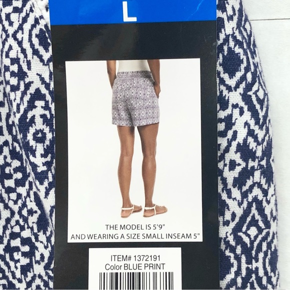 Briggs Wm's Linen Blend Short • Sz L • Navy Print • NWT - Picture 8 of 9
